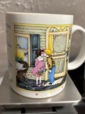 1987 Mary Engelbreit First Kiss coffee mug